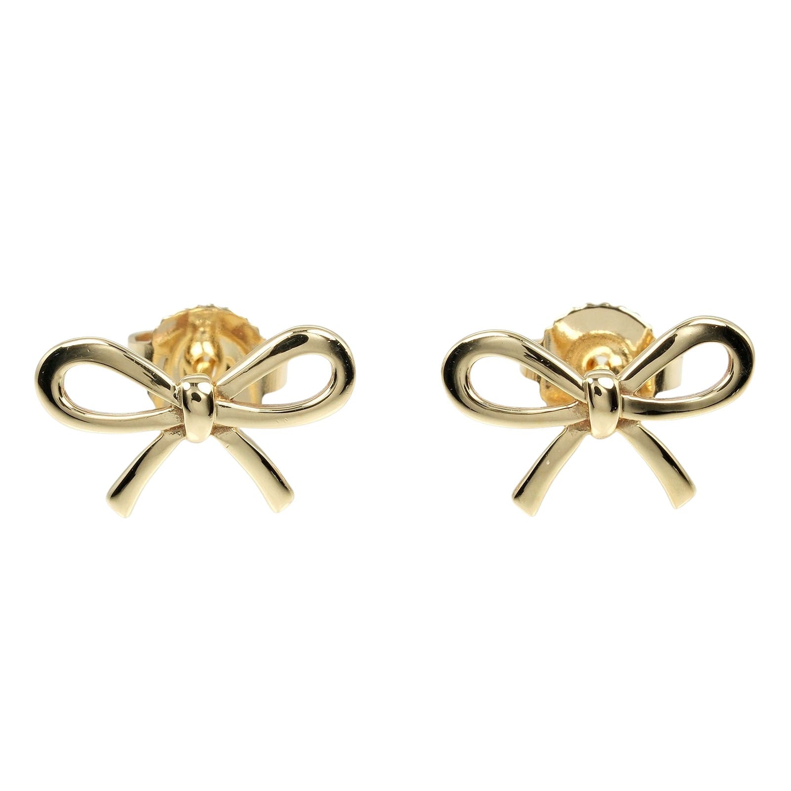 Tiffany & Co Ribbon Earrings K18 Yellow Gold