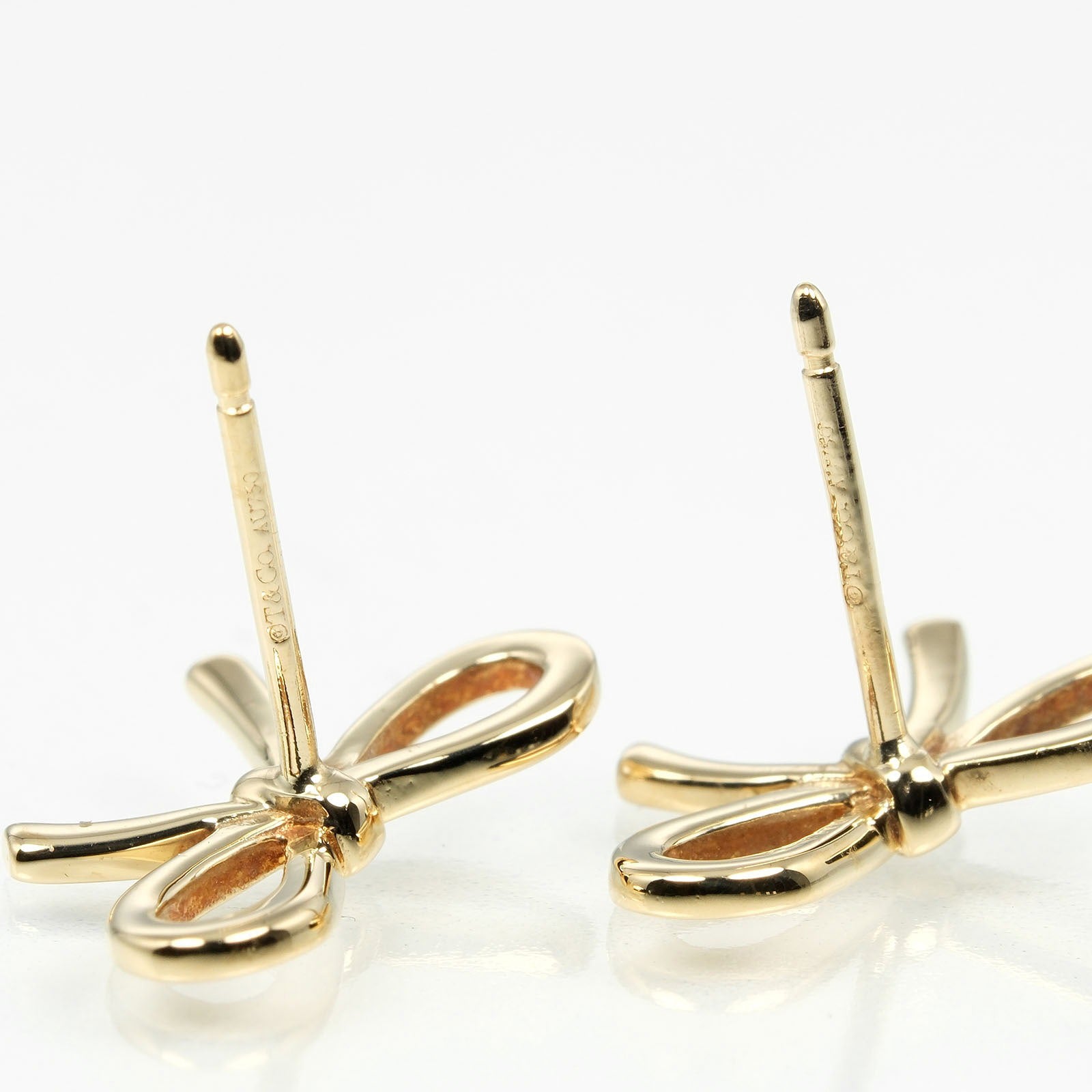 Tiffany & Co Ribbon Earrings K18 Yellow Gold