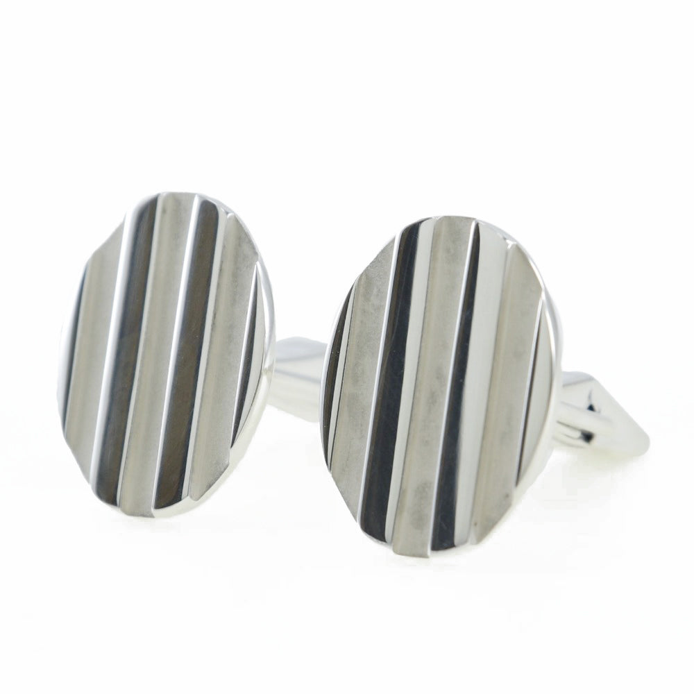 Tiffany Silver Oval Stripe Cufflinks