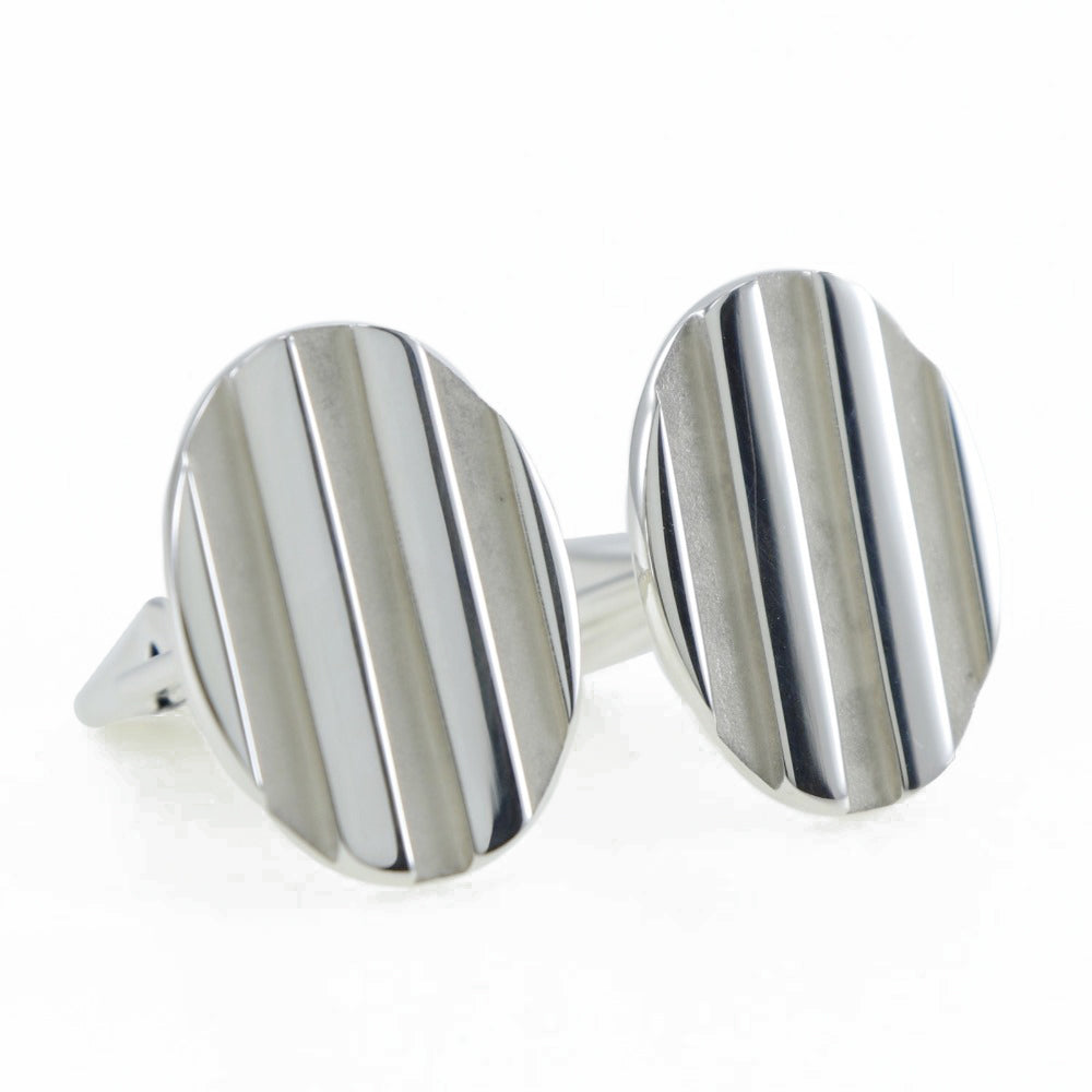 Tiffany Silver Oval Stripe Cufflinks