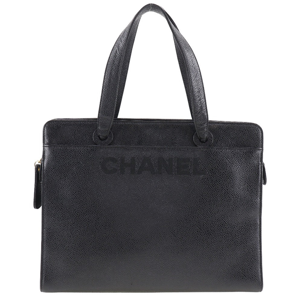 Chanel Caviar Skin Logo Handbag Black