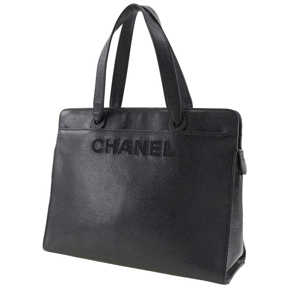 Chanel Caviar Skin Logo Handbag Black