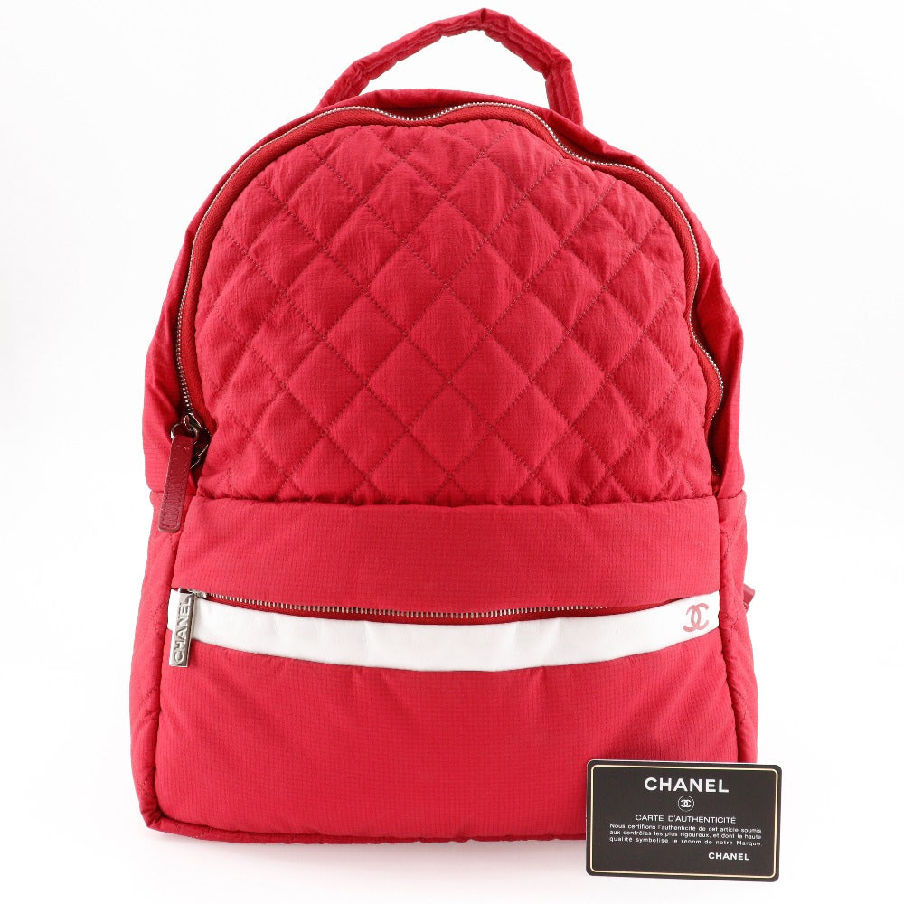 Chanel Nylon Coco Mark Backpack Red