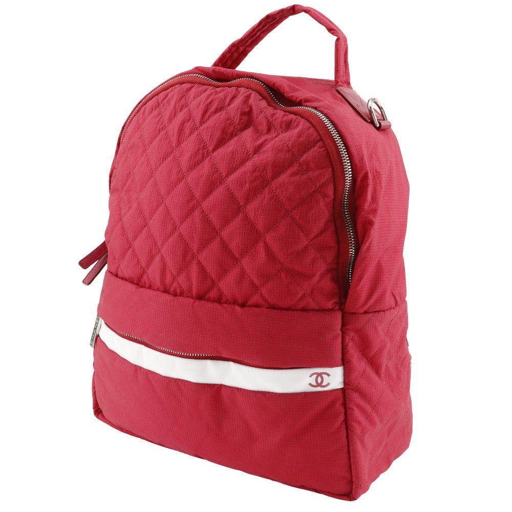 Chanel Nylon Coco Mark Backpack Red