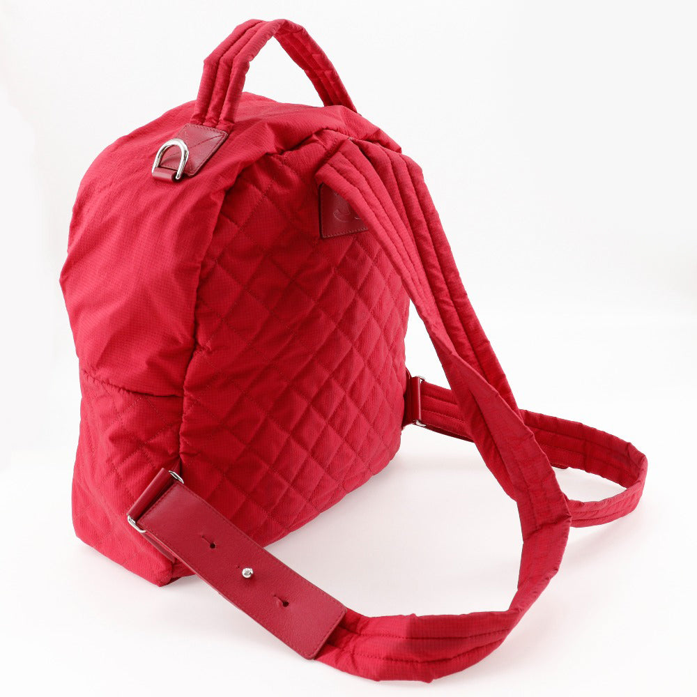 Chanel Nylon Coco Mark Backpack Red