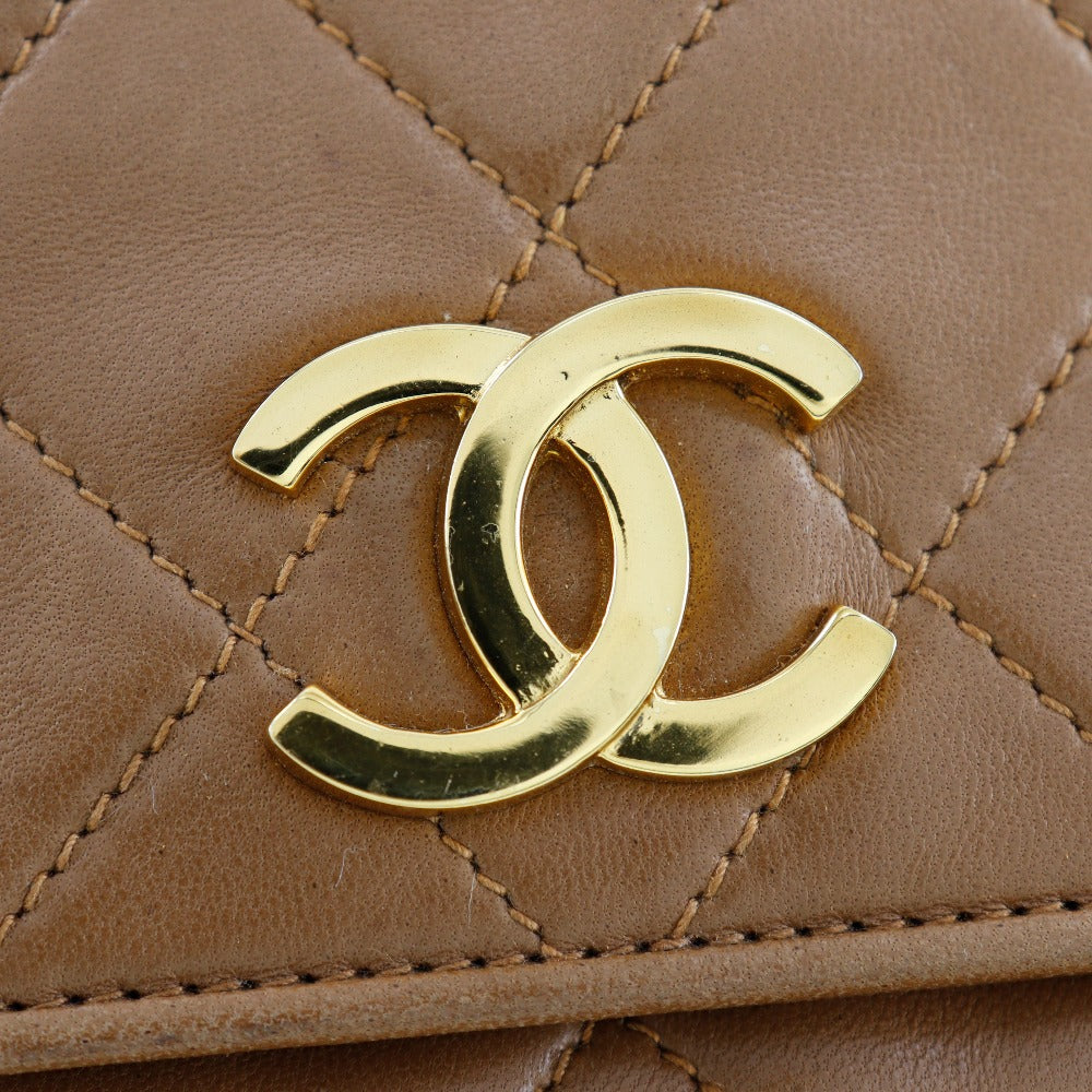 Chanel Lambskin Matelasse Handbag Beige Vintage