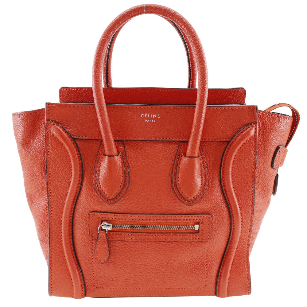 Celine Luggage Micro Handbag Calfskin Red