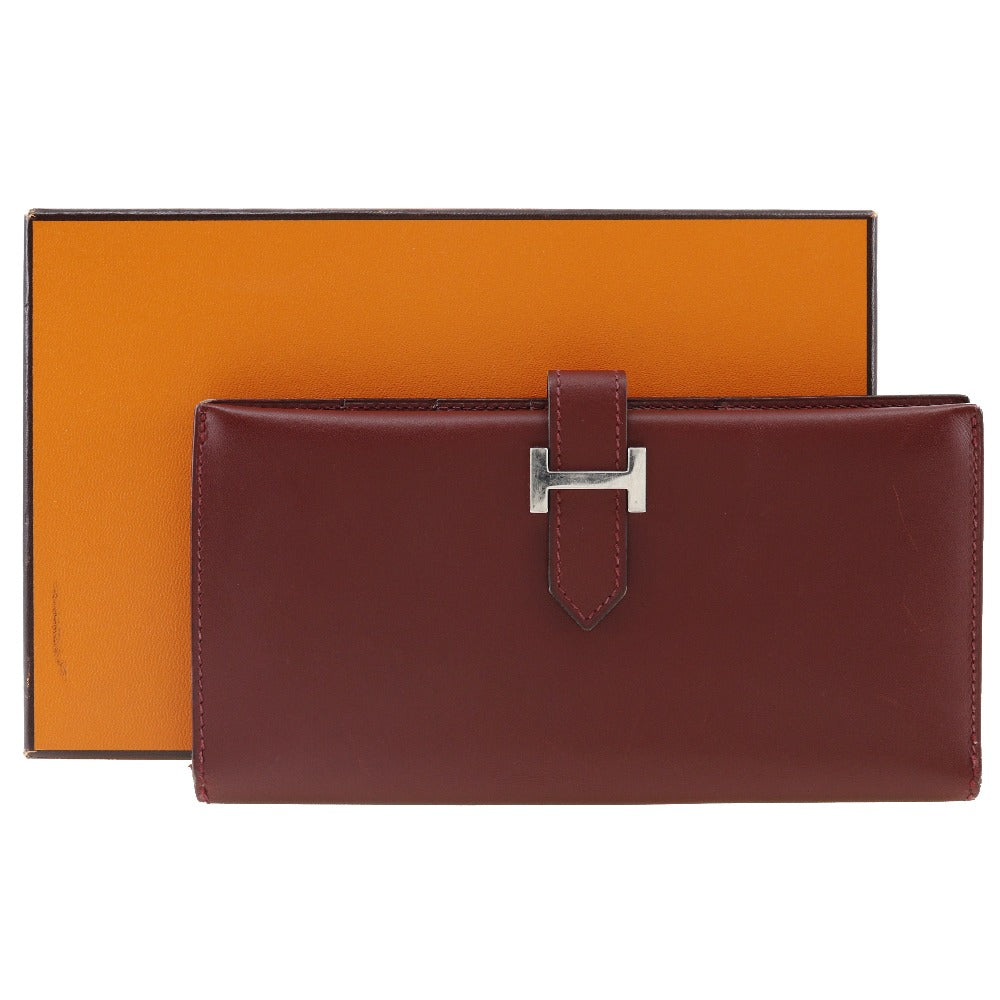 Hermes Bearn Long Wallet Wine Red