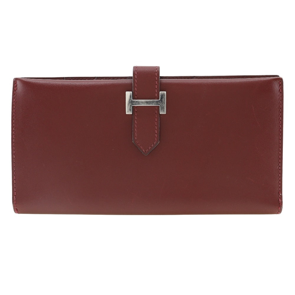 Hermes Bearn Long Wallet Wine Red