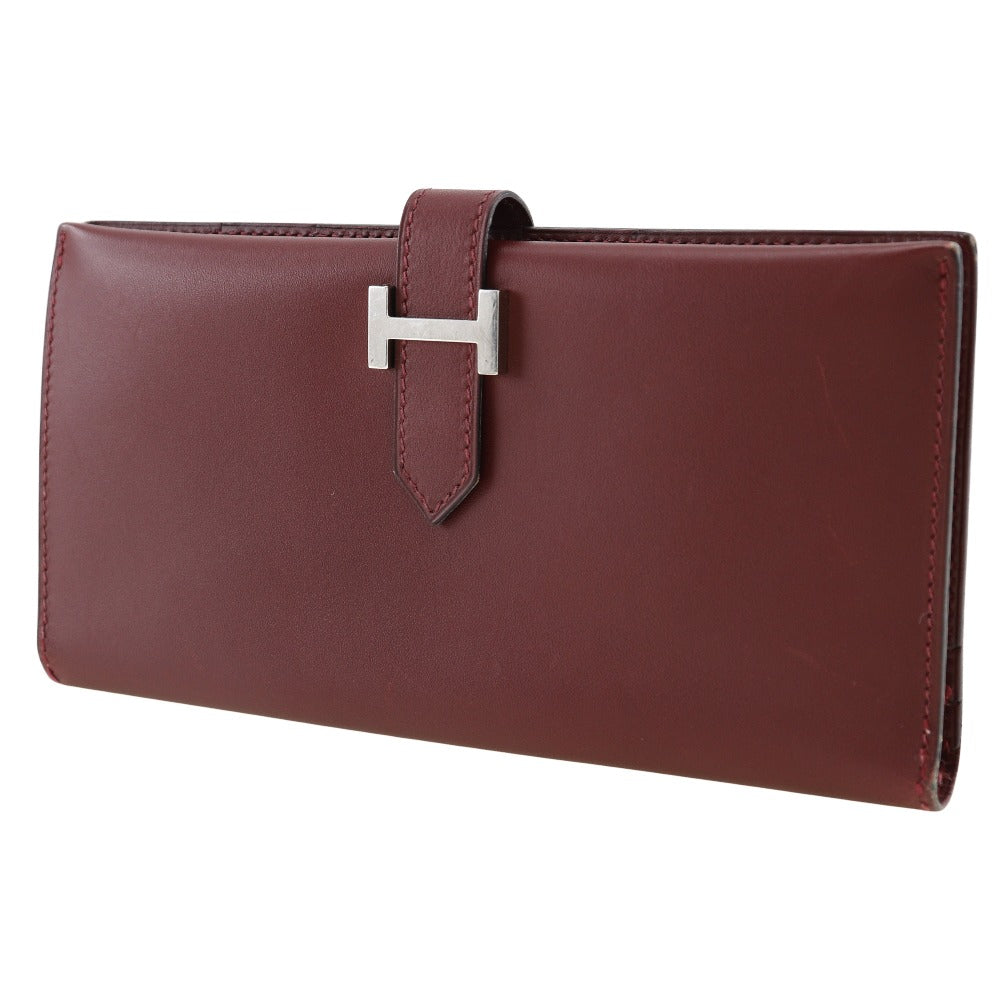 Hermes Bearn Long Wallet Wine Red