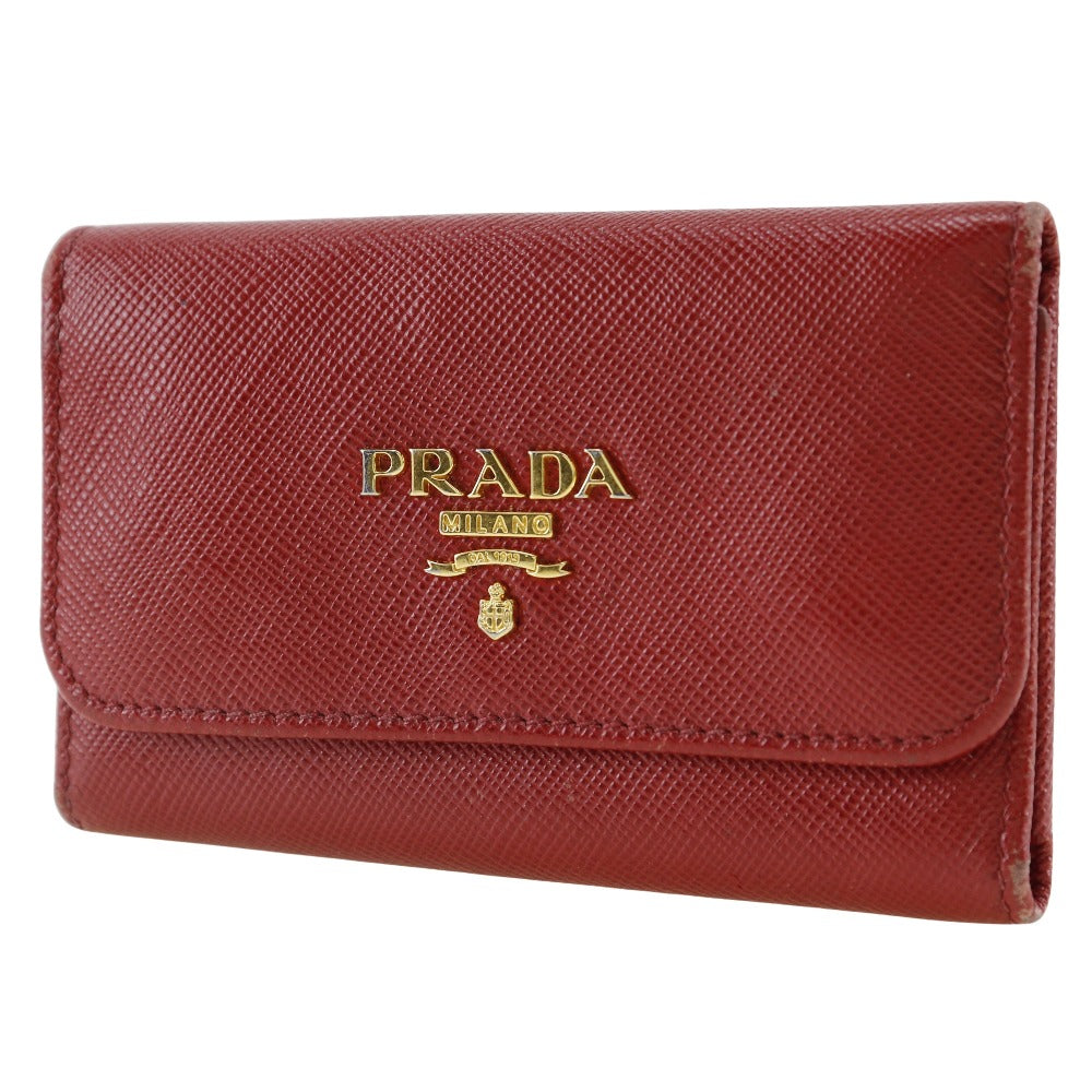 Prada Saffiano Key Case Red