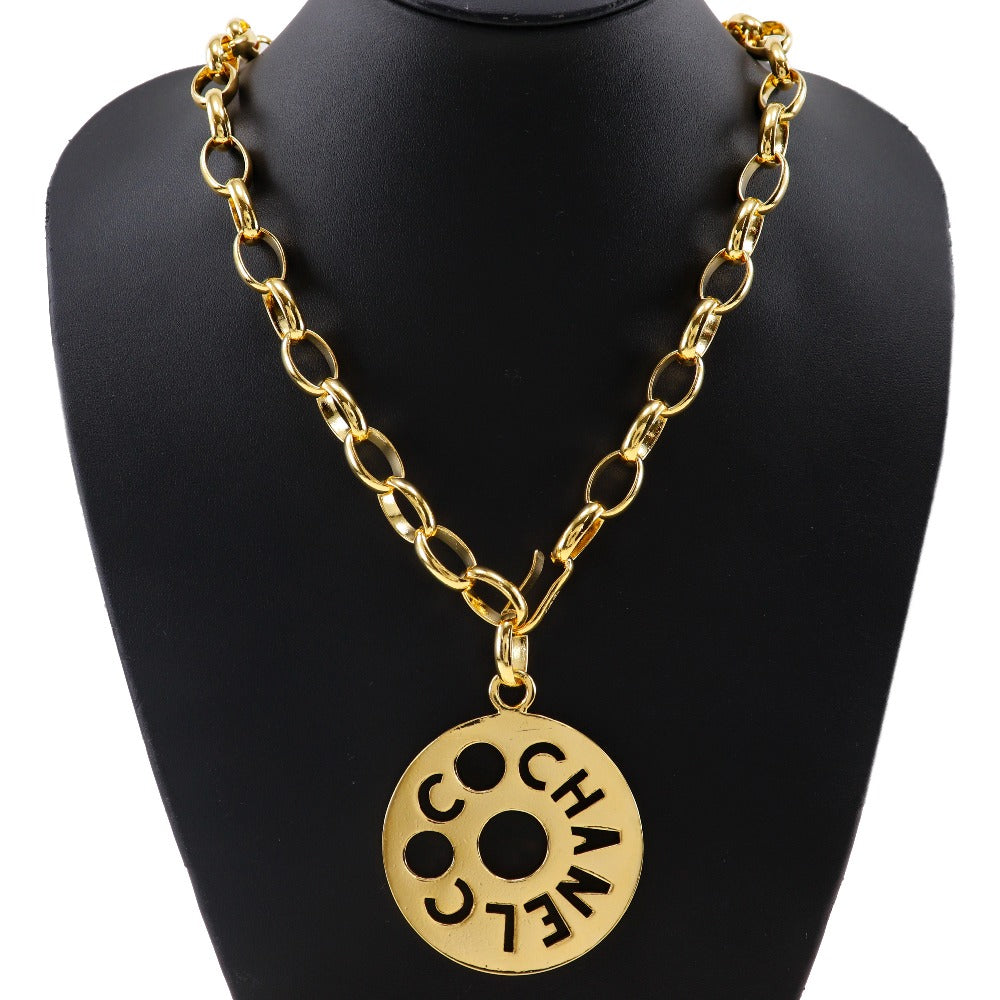 Chanel Round Logo Gold Plated Necklace