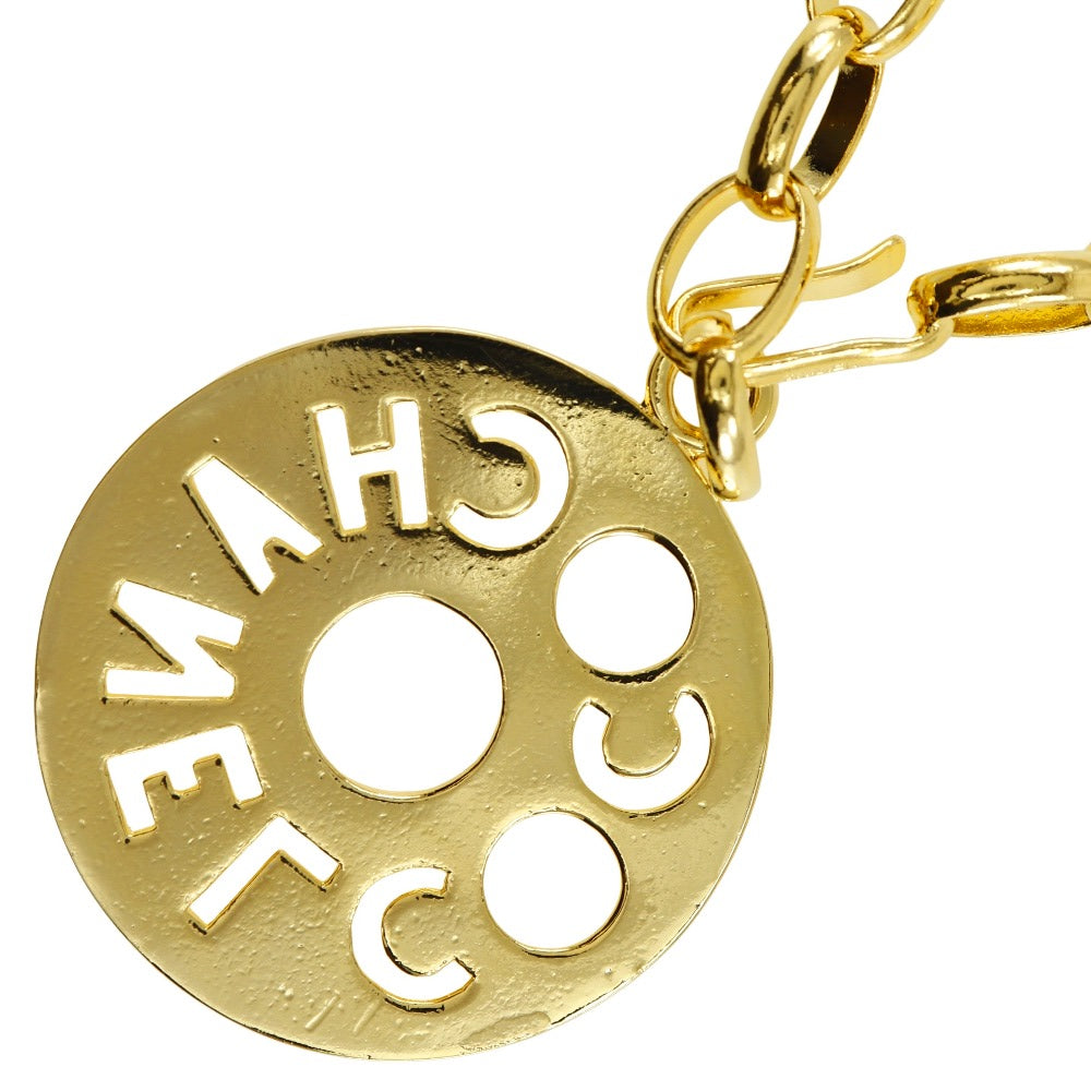 Chanel Round Logo Gold Plated Necklace