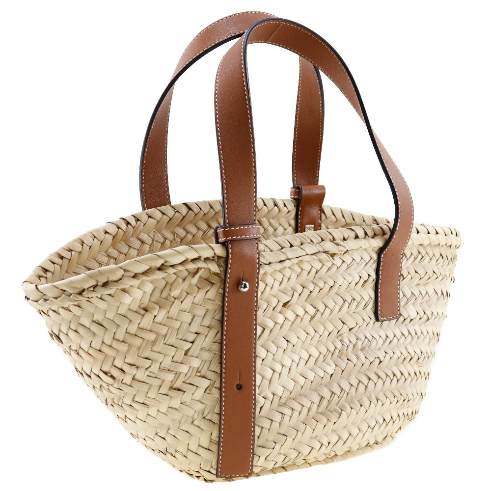 Loewe Raffia Leather Basket Tote Bag