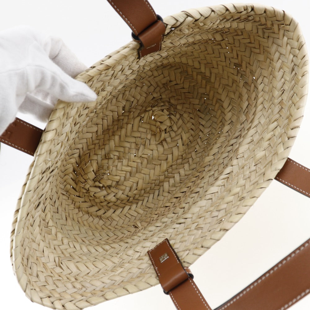 Loewe Raffia Leather Basket Tote Bag