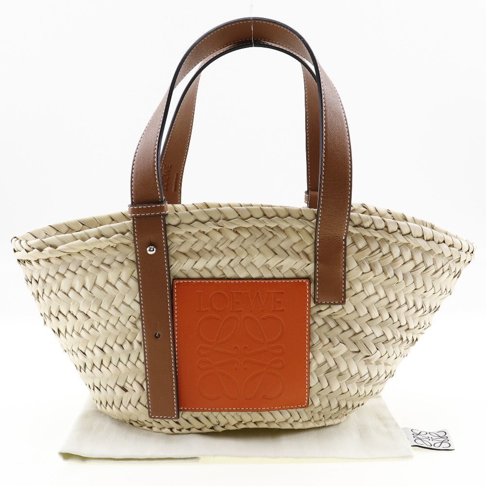 Loewe Raffia Leather Basket Tote Bag