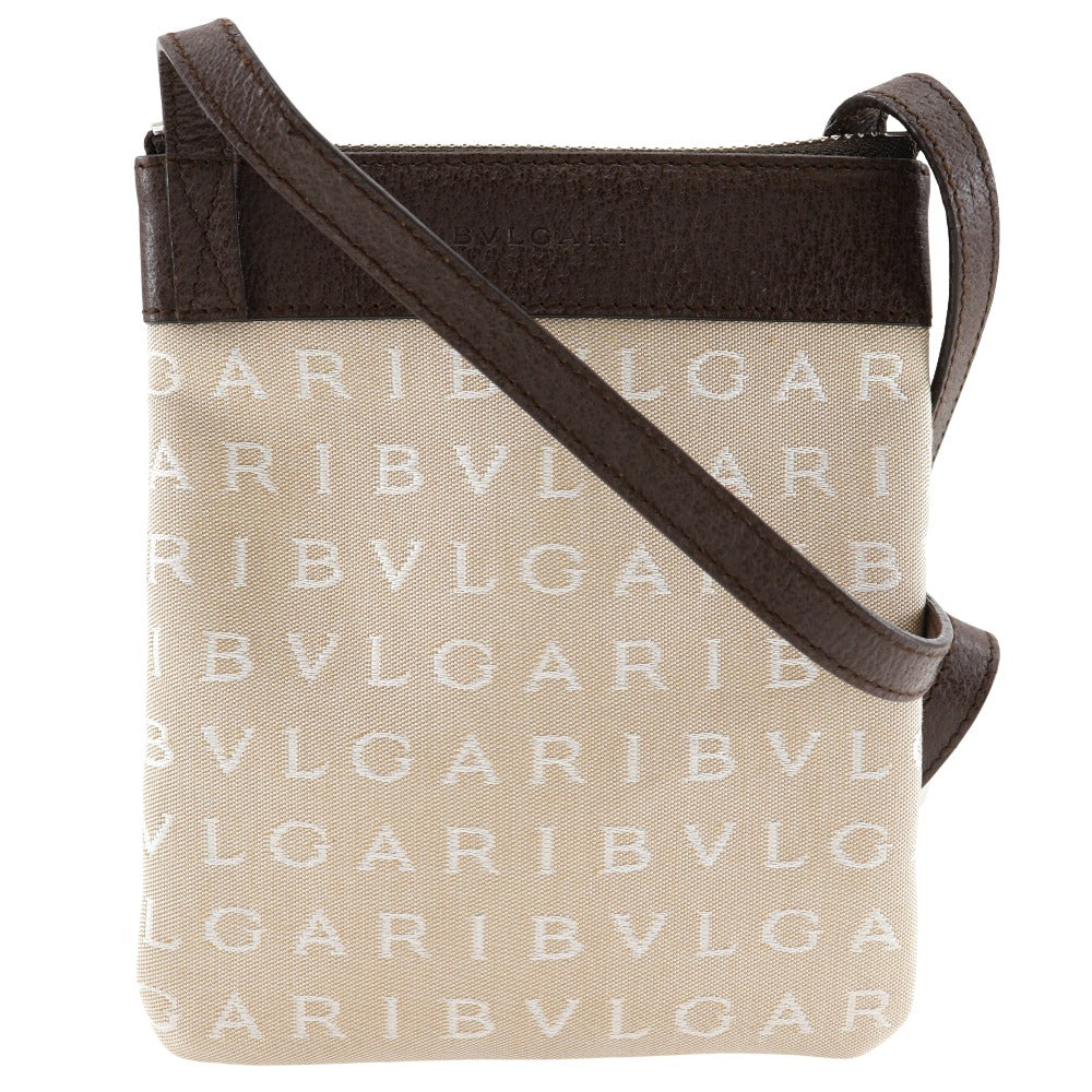 Bvlgari Logo Mania Canvas Leather Shoulder Bag