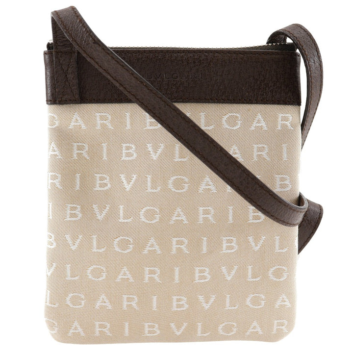 Bvlgari Logo Mania Canvas Leather Shoulder Bag