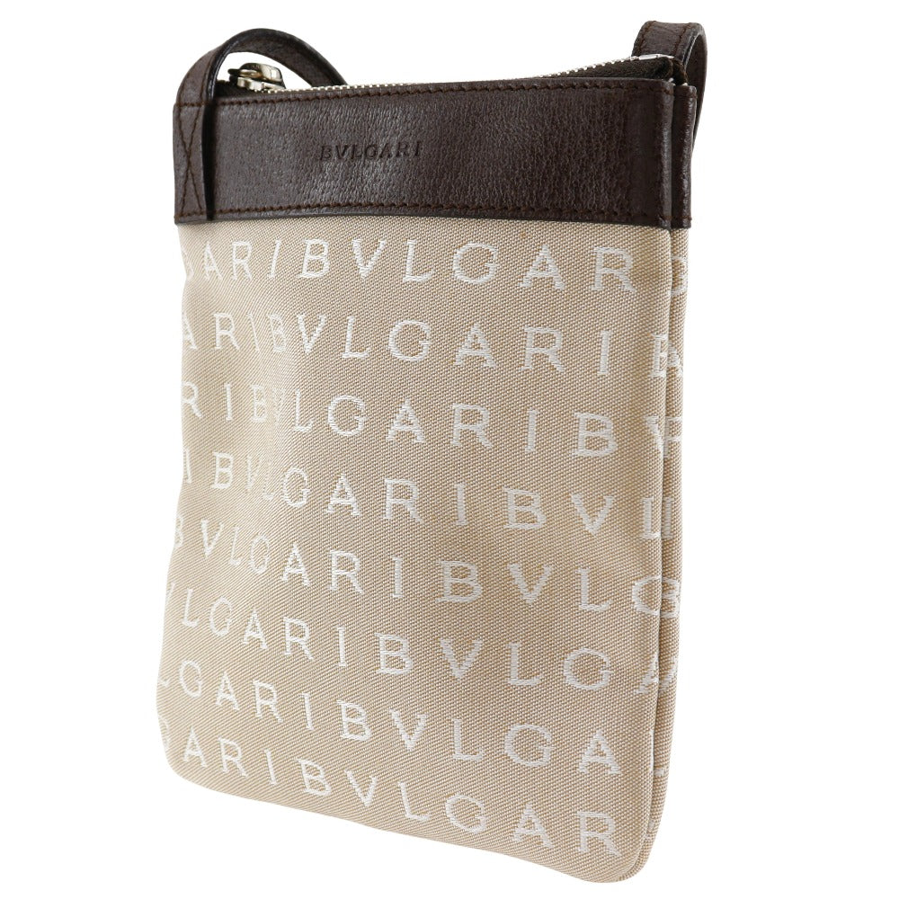 Bvlgari Logo Mania Canvas Leather Shoulder Bag