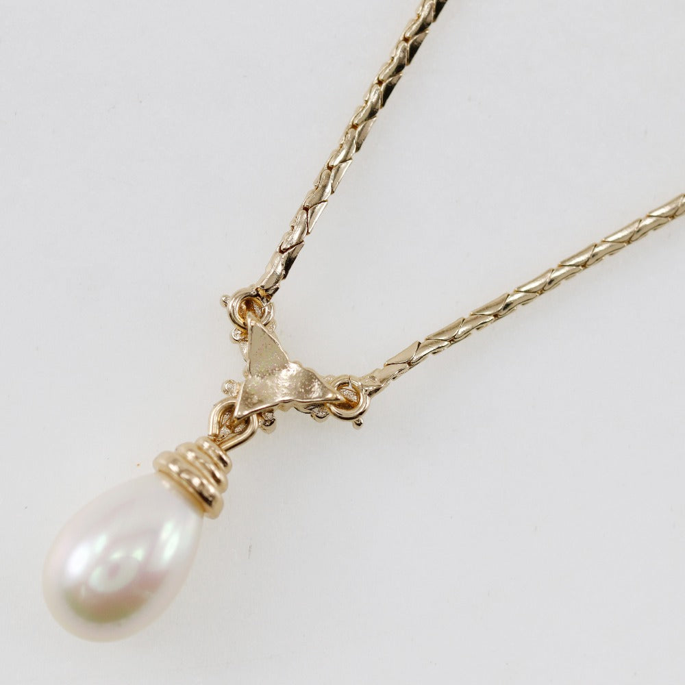 Dior Necklace Gold Plated Faux Pearl Rhinestone