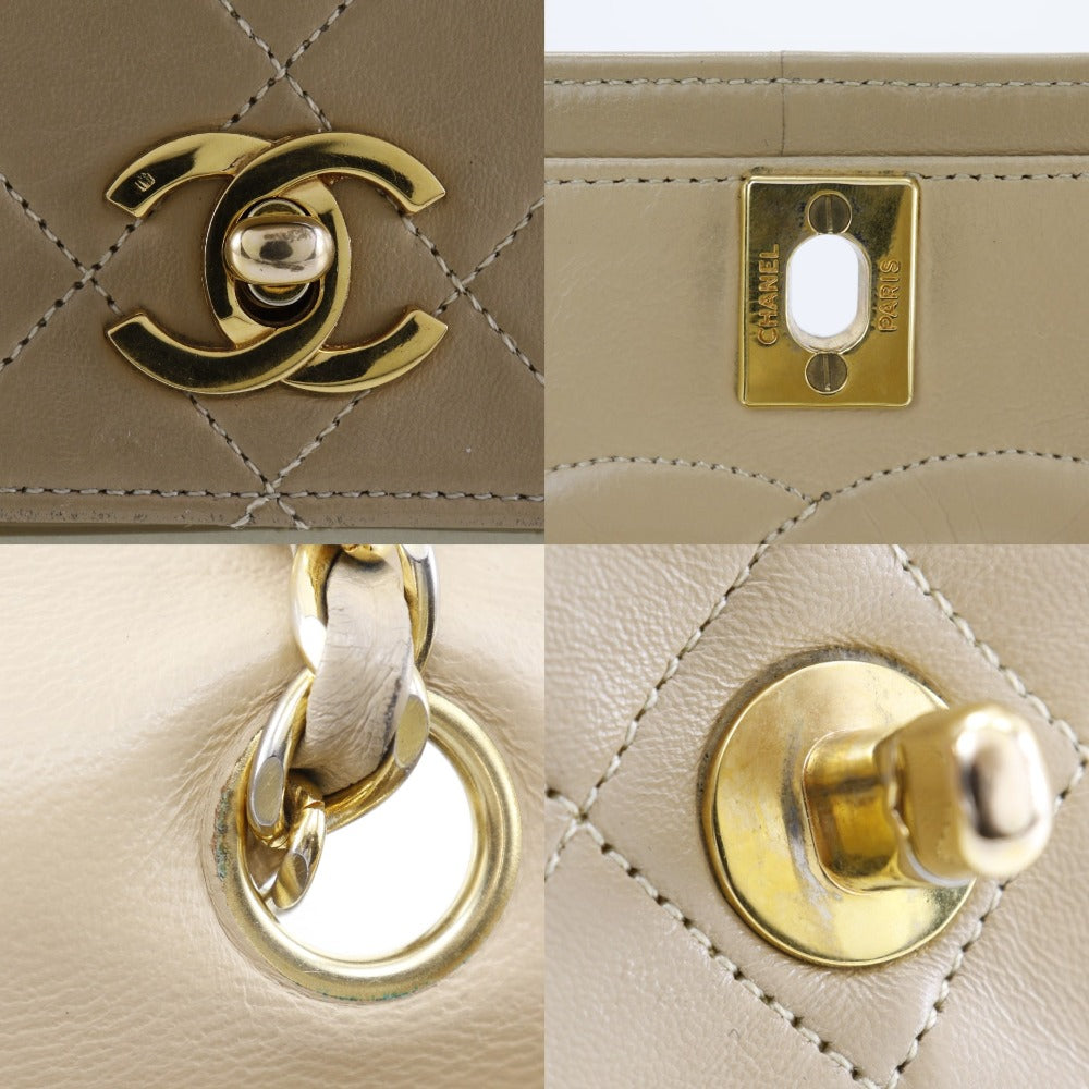 Chanel Lambskin Chain Shoulder Bag Beige