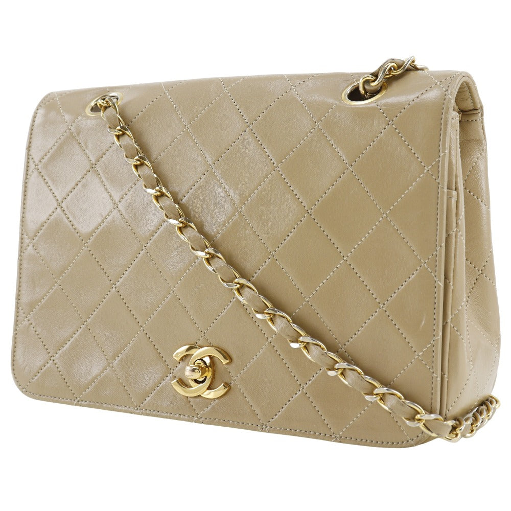 Chanel Lambskin Chain Shoulder Bag Beige