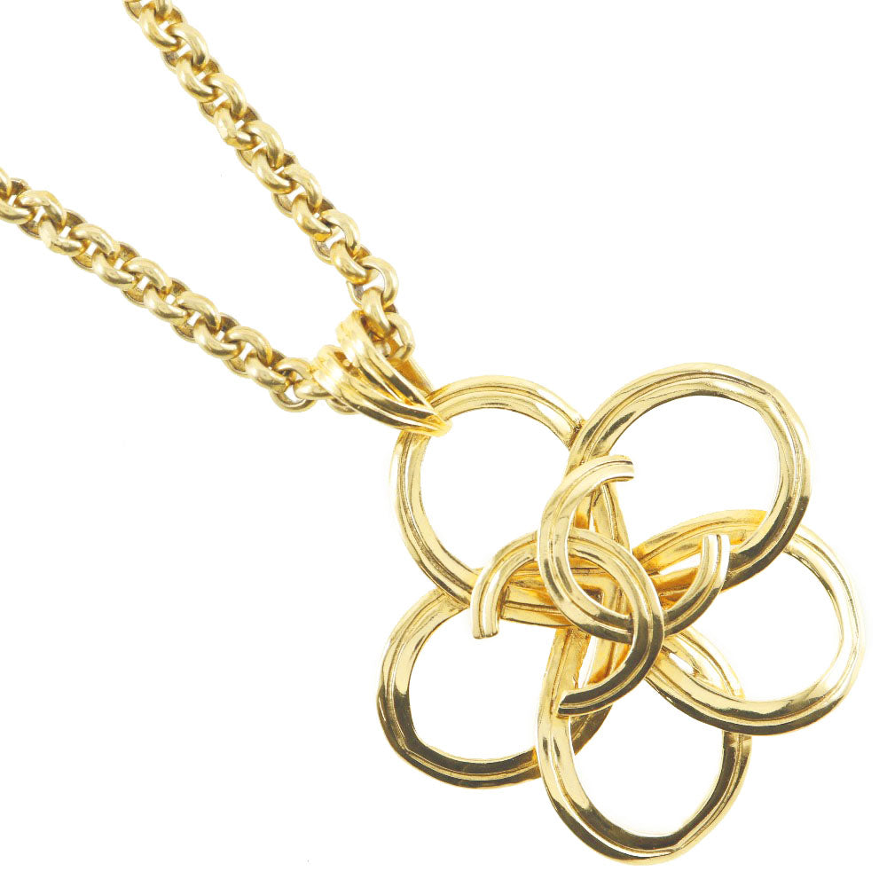 Chanel Coco Mark Flower Necklace Gold Plated