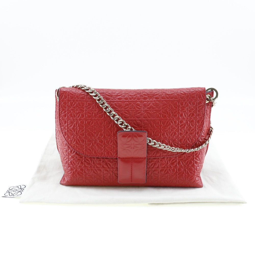 Loewe Avenue Shoulder Bag Red Leather