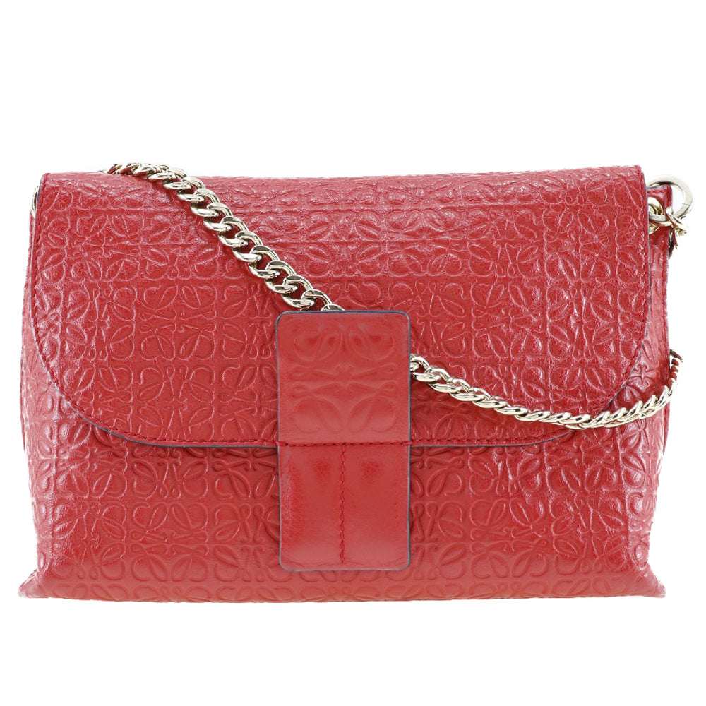 Loewe Avenue Shoulder Bag Red Leather