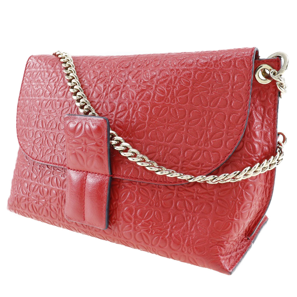 Loewe Avenue Shoulder Bag Red Leather