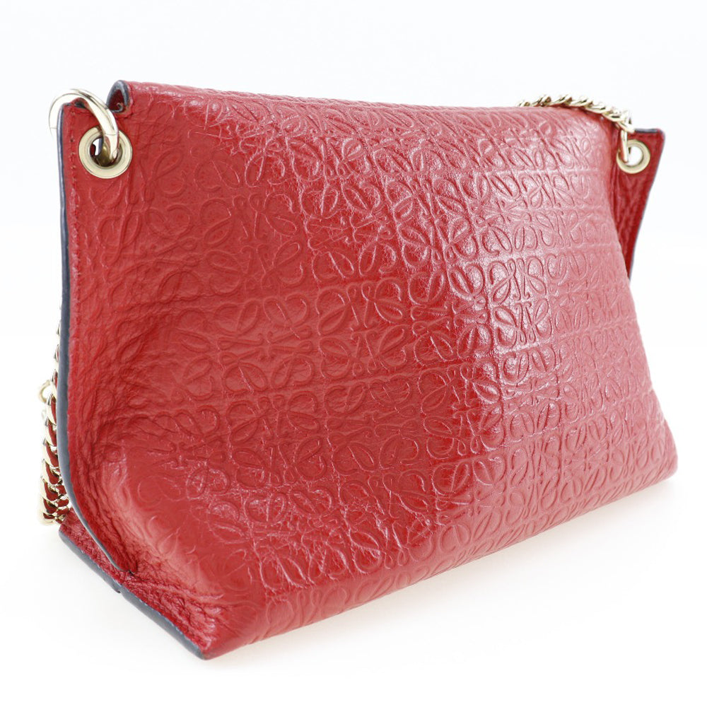 Loewe Avenue Shoulder Bag Red Leather