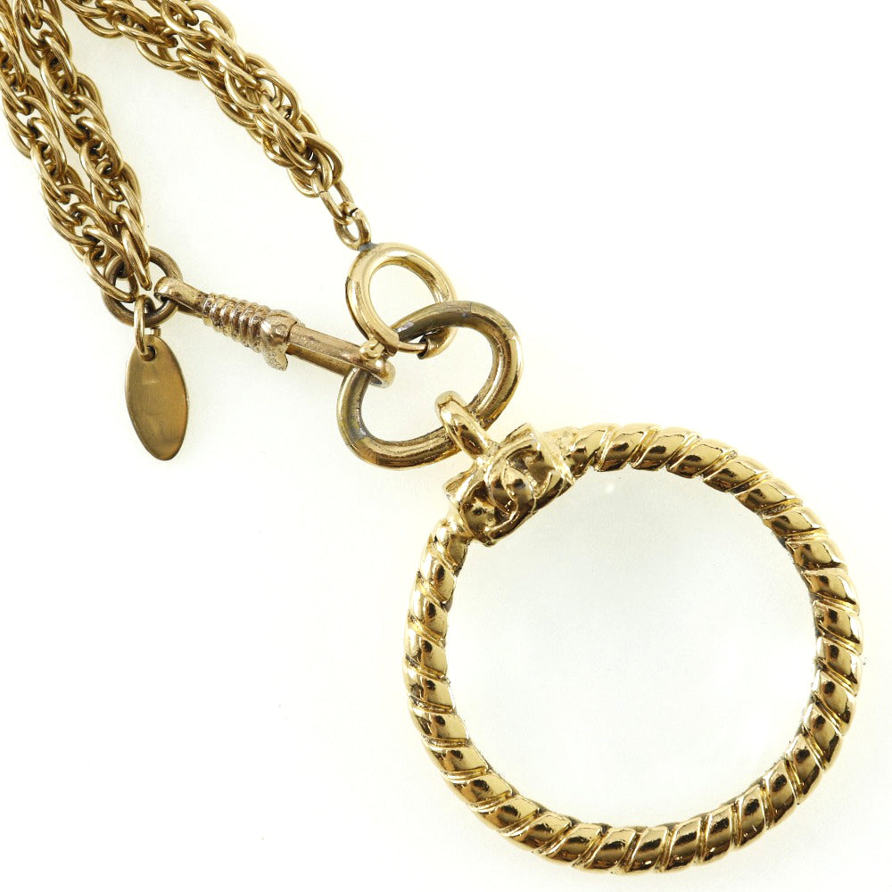 Chanel Gold Plated Loupe Necklace Vintage