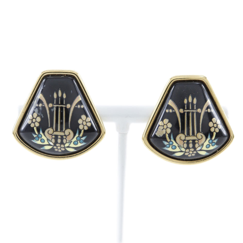 Hermes Harp Motif Earrings Gold Plated