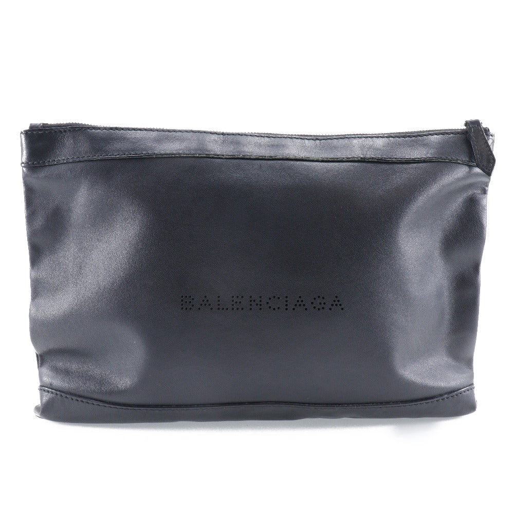 Balenciaga Navy Clip M Leather Clutch Bag 373834 in Very Good Condition