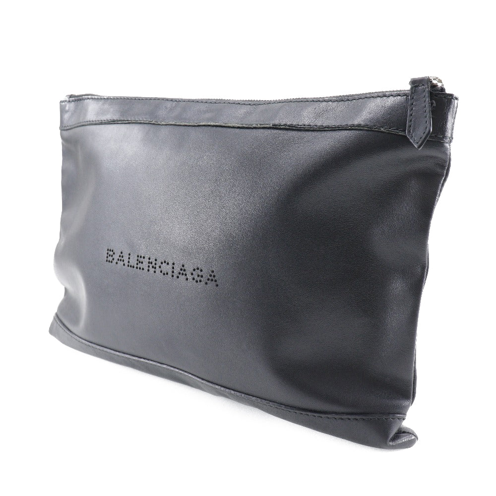 Balenciaga Navy Clip M Lambskin Clutch Bag