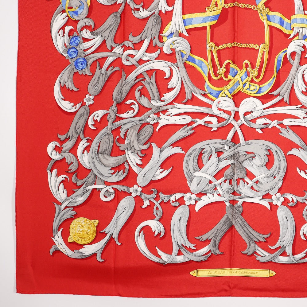 Hermes Silk Scarf LE MORS A LA CONETABLE Red