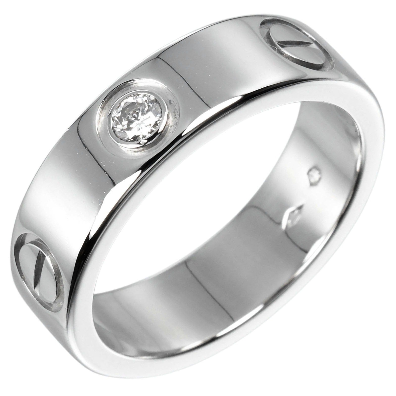 Cartier Love Ring Pt950 Platinum 1P Diamond