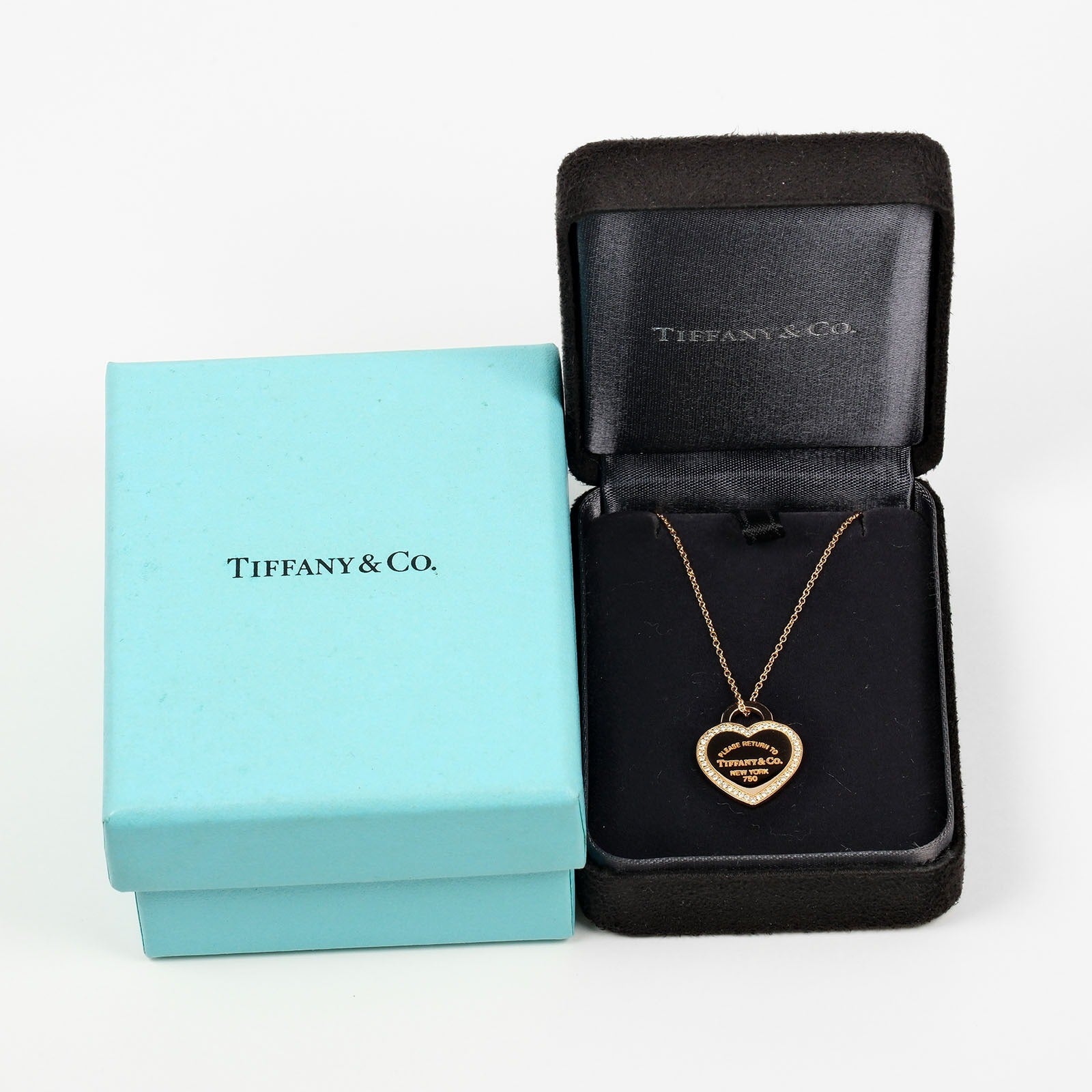 Tiffany & Co Heart Tag Necklace K18 Pink Gold Diamond