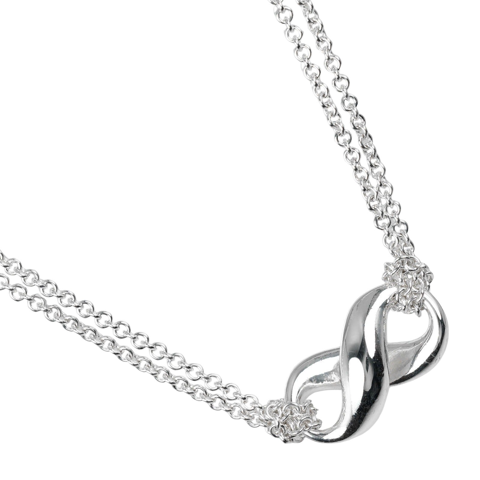 Tiffany & Co Infinity Double Chain Necklace Silver 925