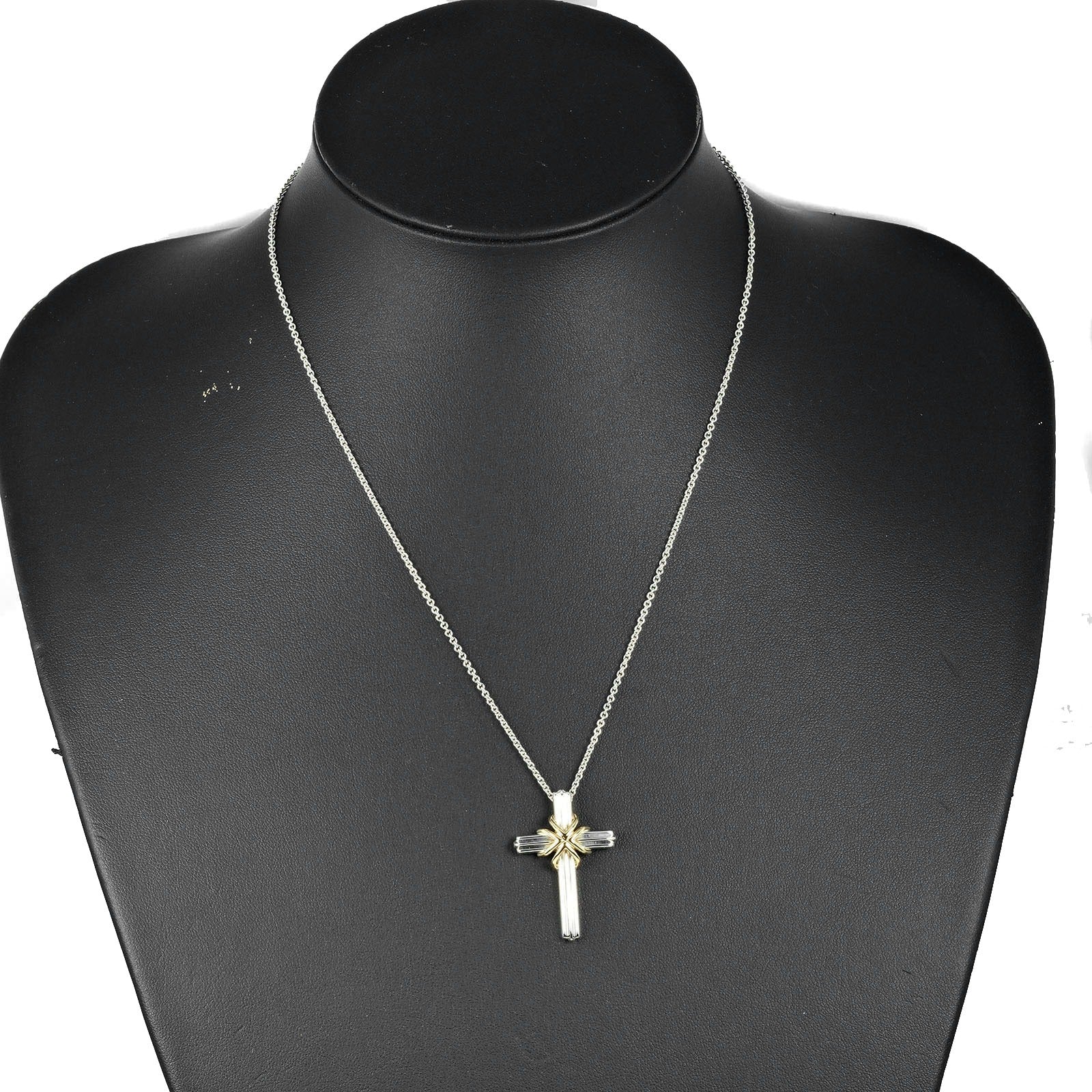 Tiffany & Co Signature Cross Necklace Silver 925 K18YG