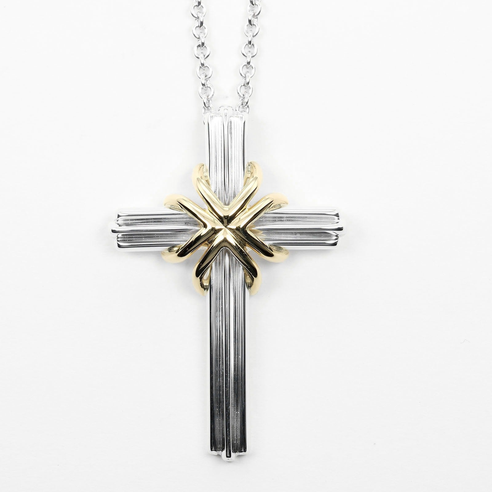 Tiffany & Co Signature Cross Necklace Silver 925 K18YG