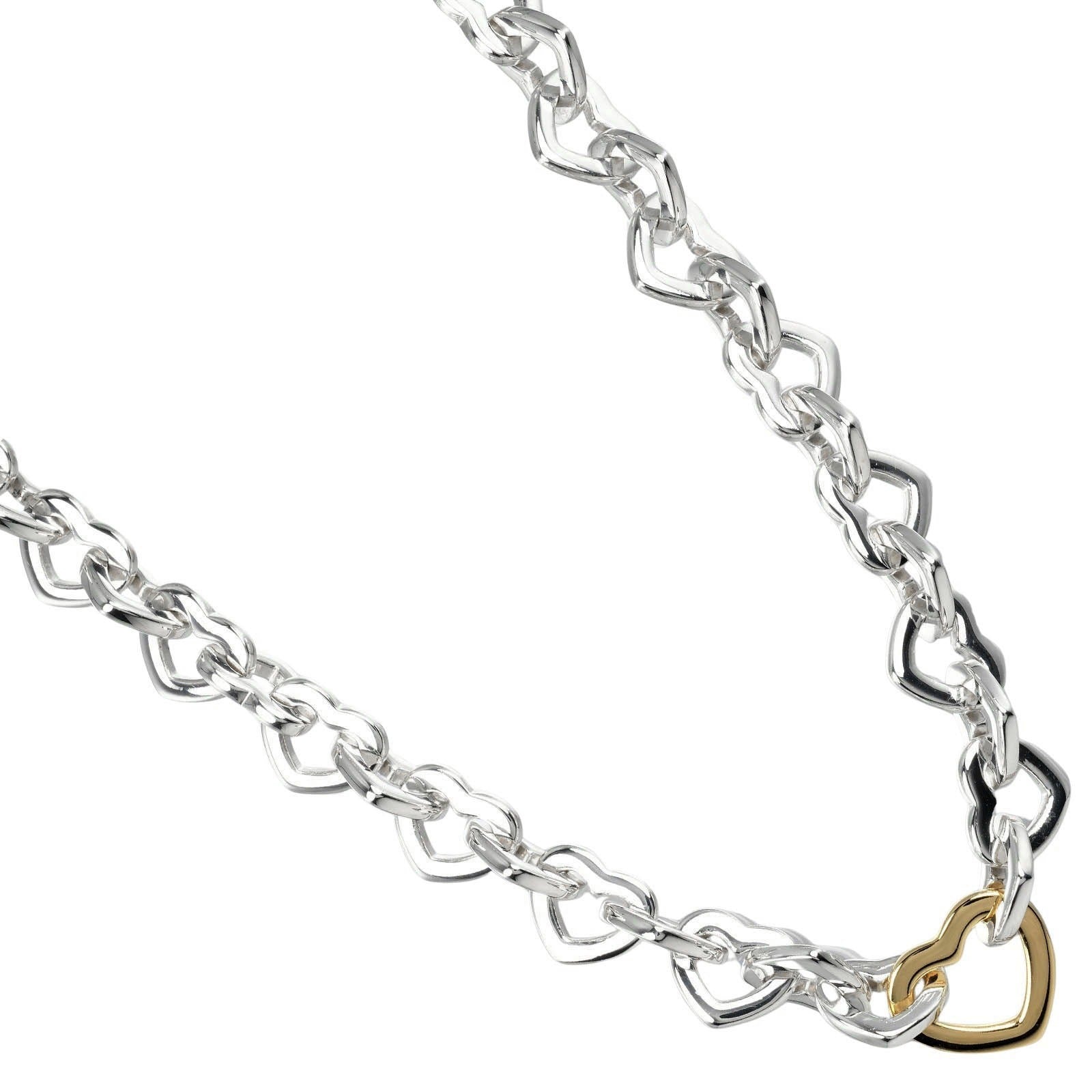 Tiffany & Co Heart Link Necklace Silver 925 K18YG