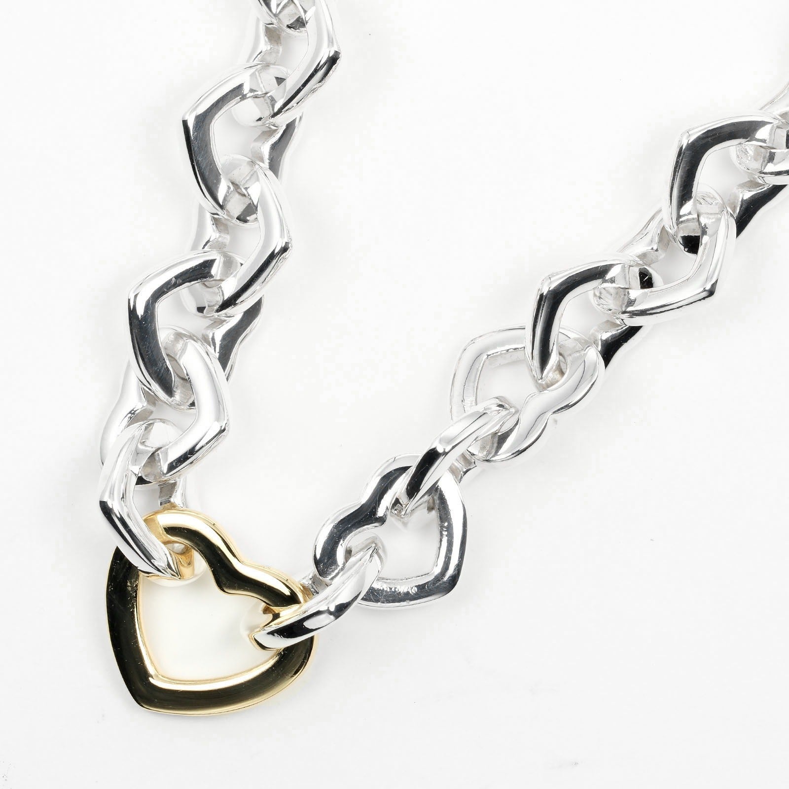 Tiffany & Co Heart Link Necklace Silver 925 K18YG