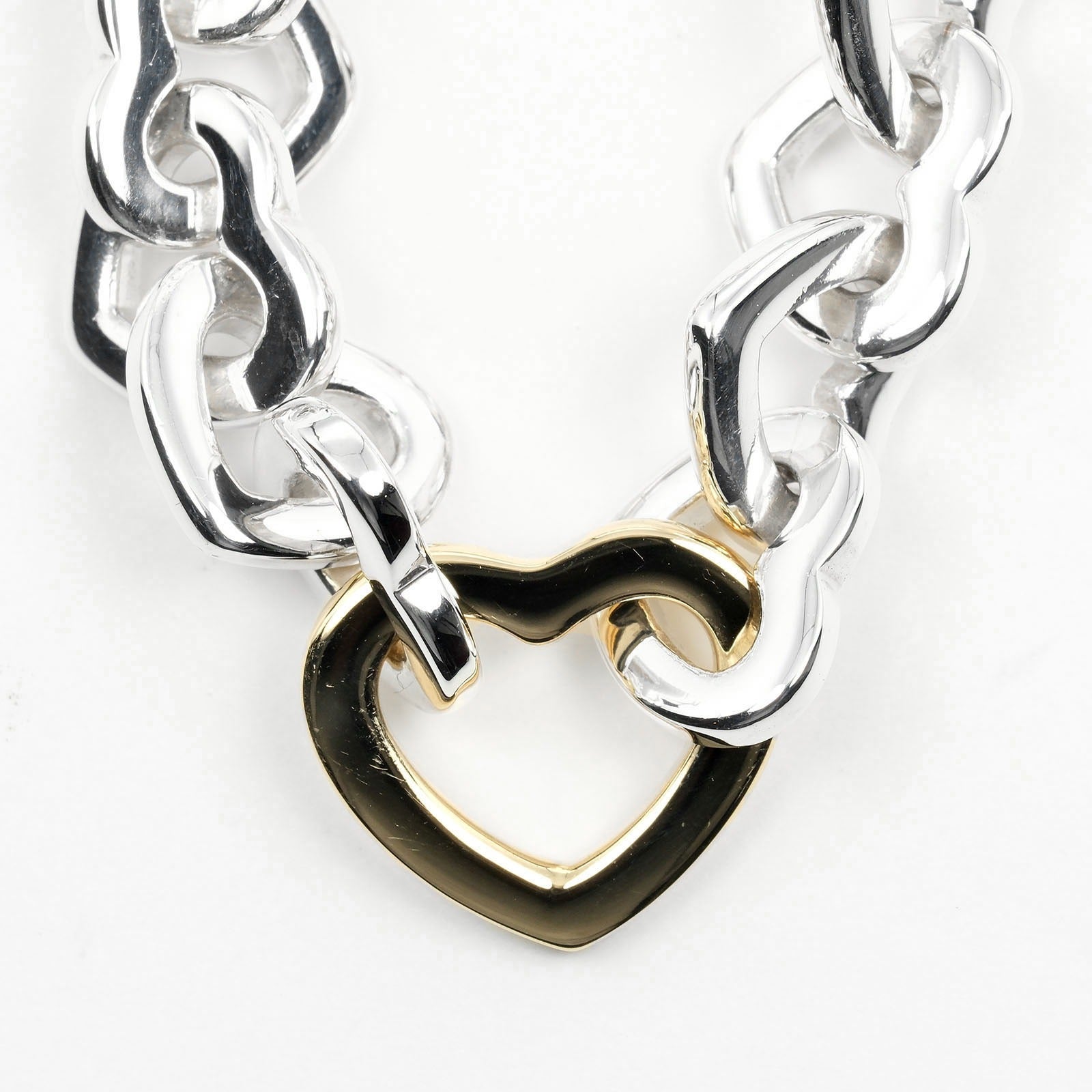 Tiffany & Co Heart Link Necklace Silver 925 K18YG