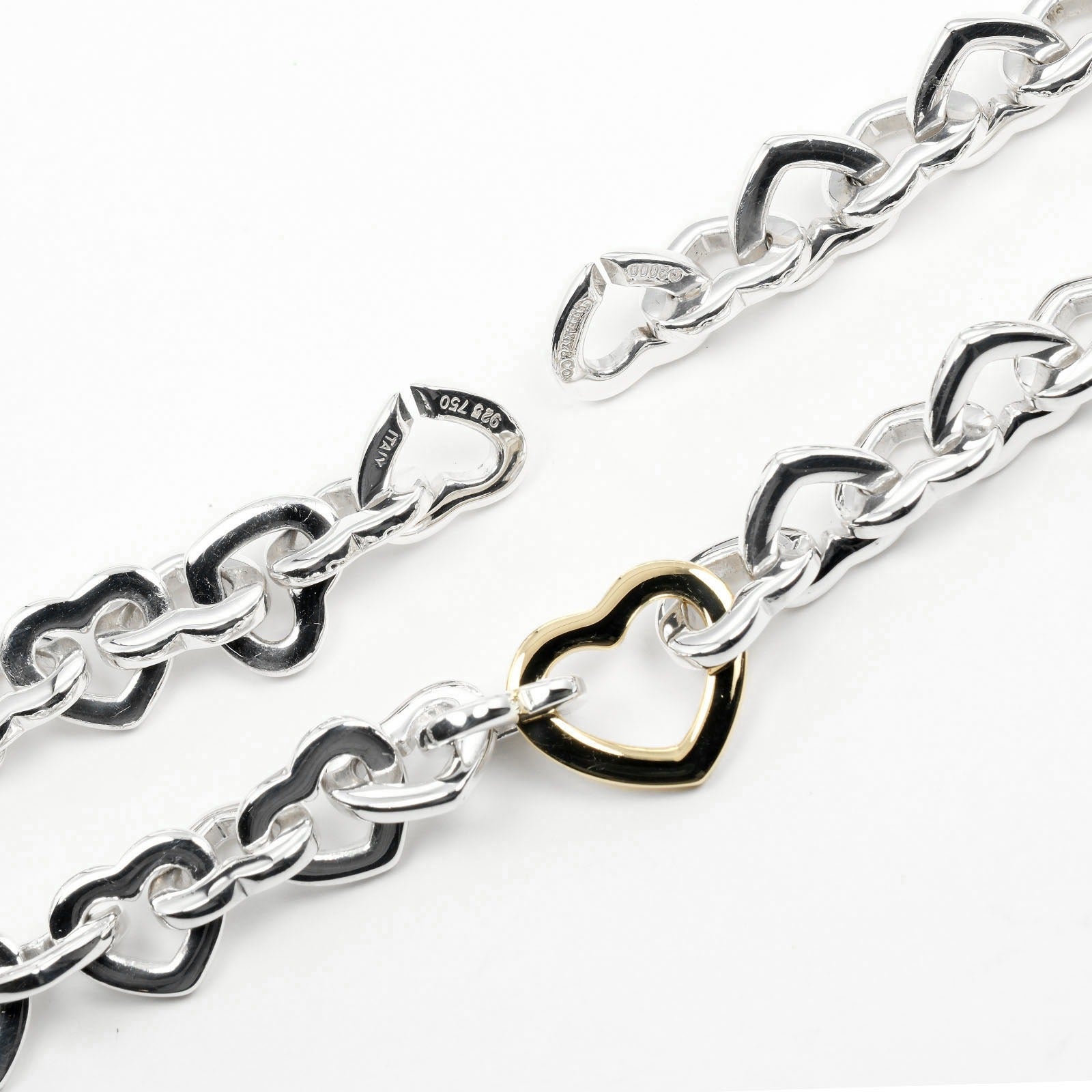 Tiffany & Co Heart Link Necklace Silver 925 K18YG