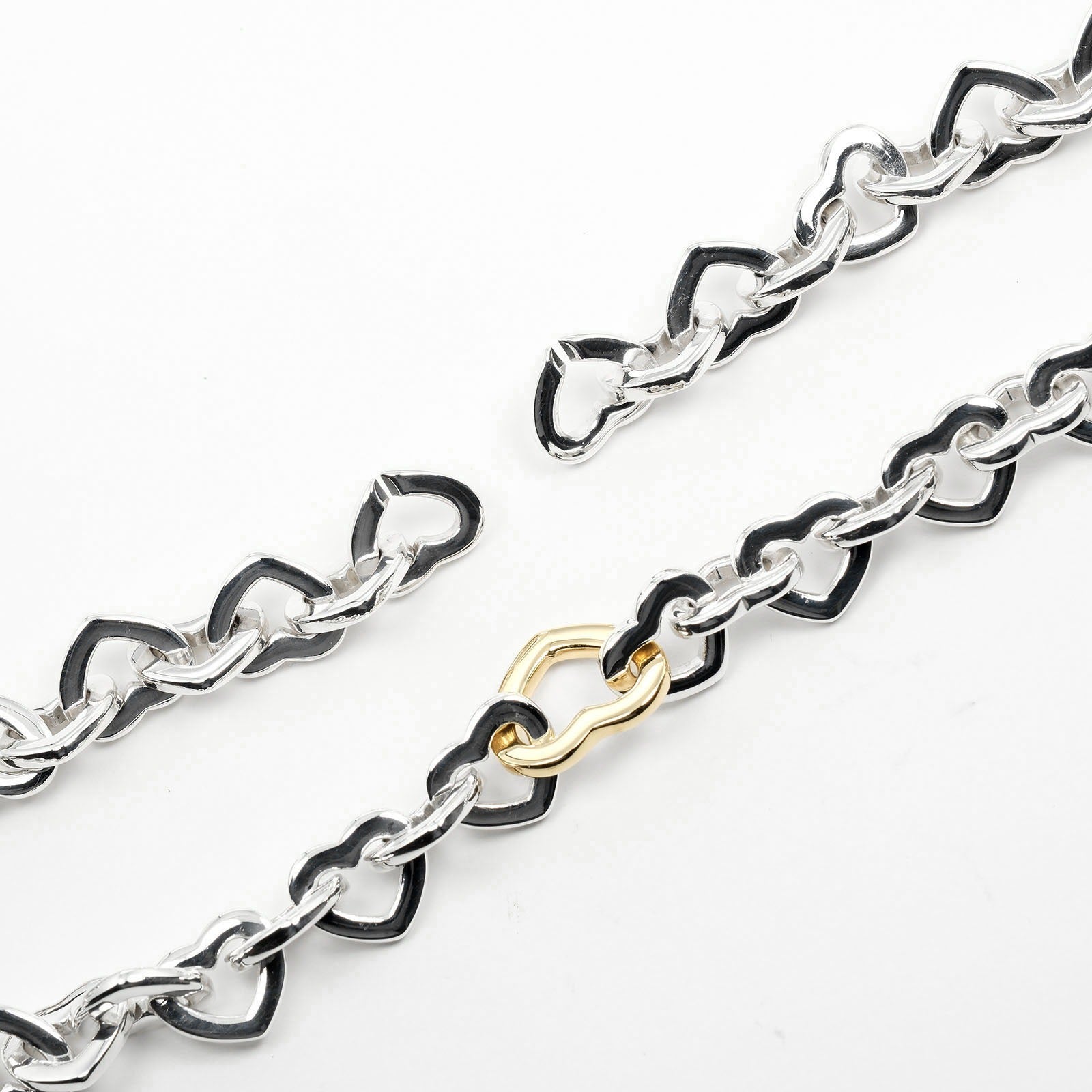 Tiffany & Co Heart Link Necklace Silver 925 K18YG