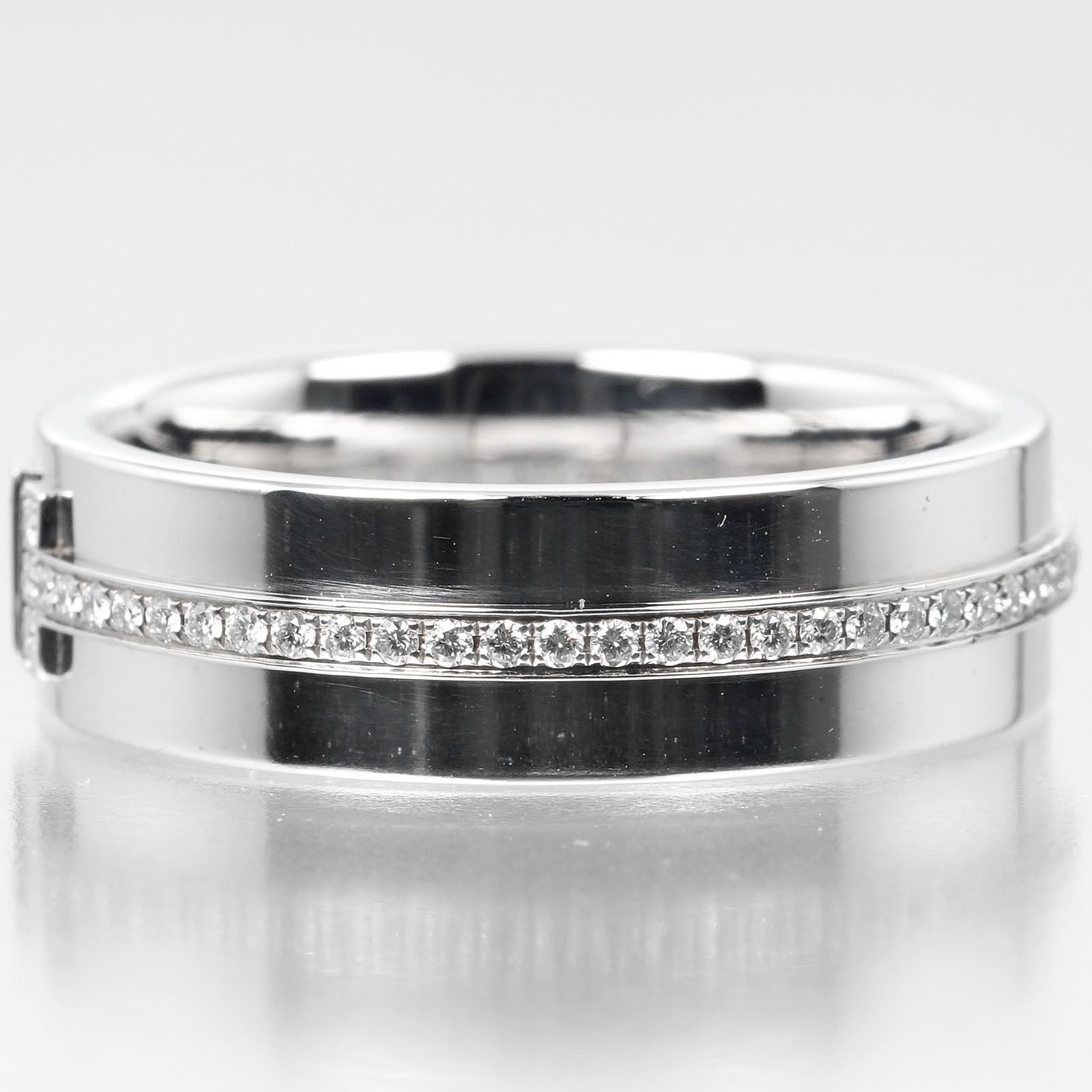 Tiffany & Co T TWO Wide Ring K18 White Gold Diamond