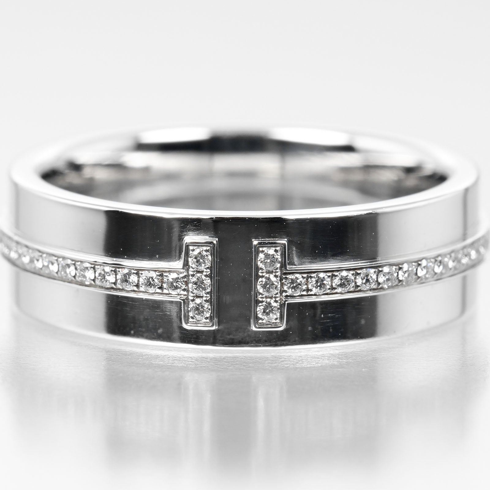 Tiffany & Co T TWO Wide Ring K18 White Gold Diamond