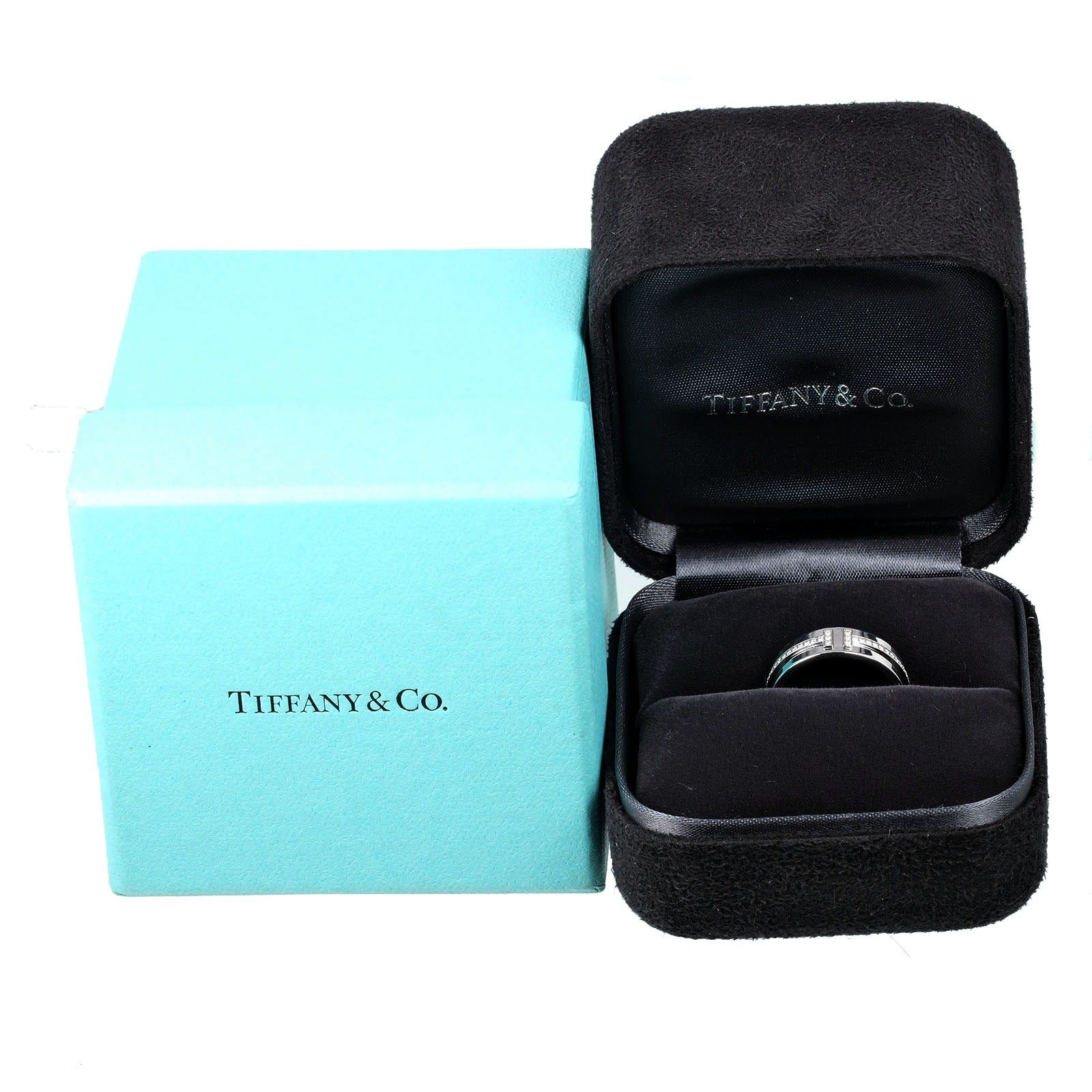 Tiffany & Co T TWO Wide Ring K18 White Gold Diamond