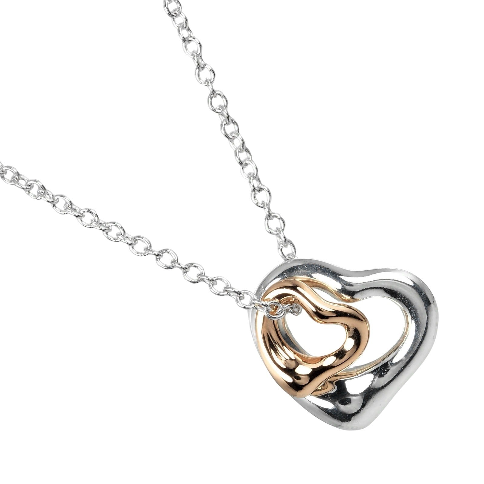 Tiffany & Co Silver 925/K18PG Double Open Heart Necklace